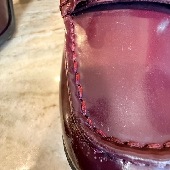 Lauren Ralph Burgundy Leather Heeled Loafers RLL Hardware NWOT women’s size 9B - Picture 8 of 12